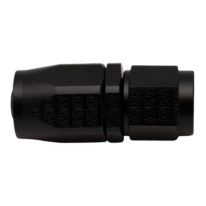DeatschWerks 6AN Female Swivel Strait Hose End CPE - Anodized Matte Black - Bull Strap