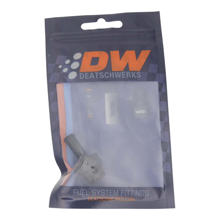 DeatschWerks 6AN ORB Male to 5/16in Male Barb Fitting (Incl O-Ring) - Anodized Matte Black - Bull Strap