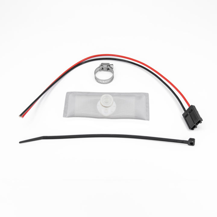 DeatschWerks 88-91 BMW 325i DW65C 265lph Compact Fuel Pump w/ Install Kit (w/o Mounting Clips) - Bull Strap