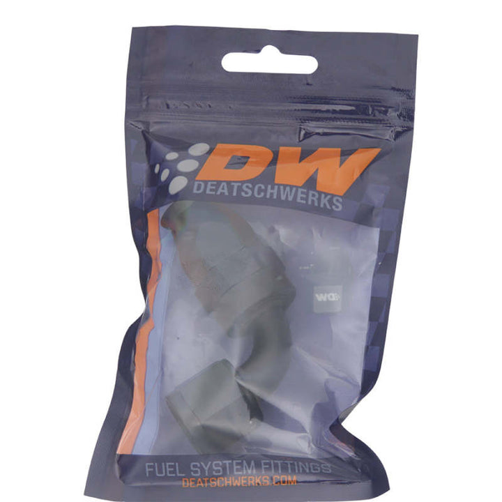 DeatschWerks 8AN Female Swivel 90-Degree Hose End PTFE (Incl 1 Olive Insert) - Anodized Matte Black - Bull Strap