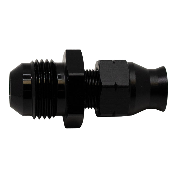 DeatschWerks 8AN Male Flare to 5/16in Hardline Compression Adapter - Anodized Matte Black - Bull Strap