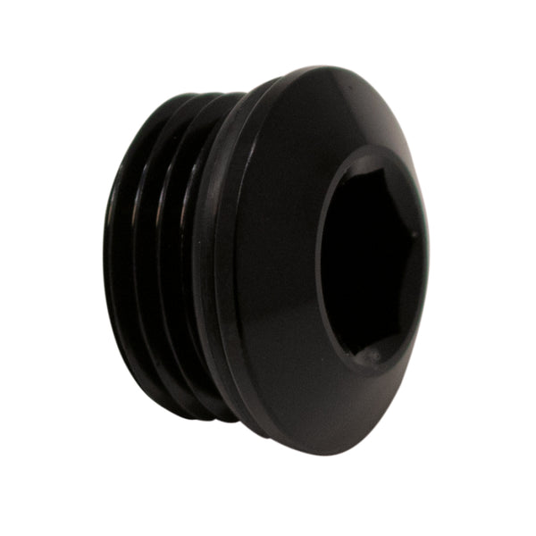 DeatschWerks 8AN ORB Male Plug Low Profile Internal Allen/Hex (Incl O-Ring) Anodized Matte Black - Bull Strap