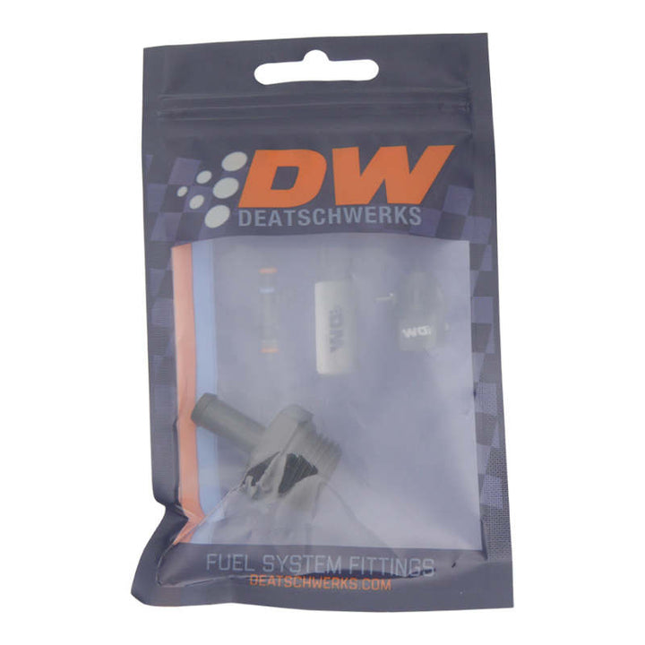 DeatschWerks 8AN ORB Male to 5/16in Male Barb Fitting (Incl O-Ring) - Anodized Matte Black - Bull Strap