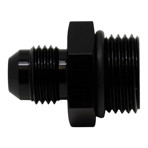 DeatschWerks 8AN ORB Male to 6AN Male Flare Adapter (Incl O-Ring) - Anodized Matte Black - Bull Strap