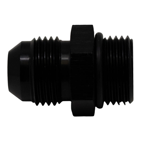 DeatschWerks 8AN ORB Male to 8AN Male Flare Adapter (Incl O-Ring) - Anodized Matte Black - Bull Strap
