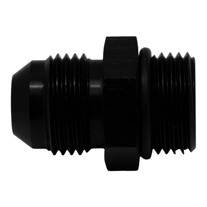 DeatschWerks 8AN ORB Male to 8AN Male Flare Adapter (Incl O-Ring) - Anodized Matte Black - Bull Strap