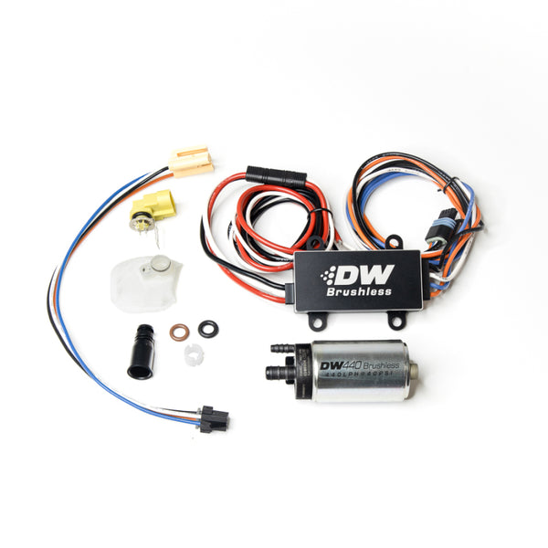 DeatschWerks DW440 440lph Brushless Fuel Pump Single/Dual Controller w/ Install Kit 08-14 Subaru WRX - Bull Strap