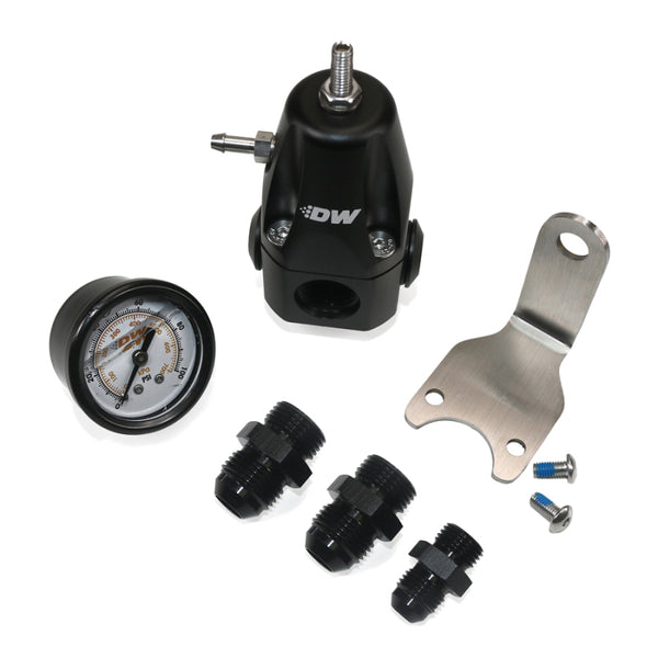 DeatschWerks DWR1000 AFPR + Pressure Gauge + 8AN & 6AN Fittings - Anodized Black - Bull Strap
