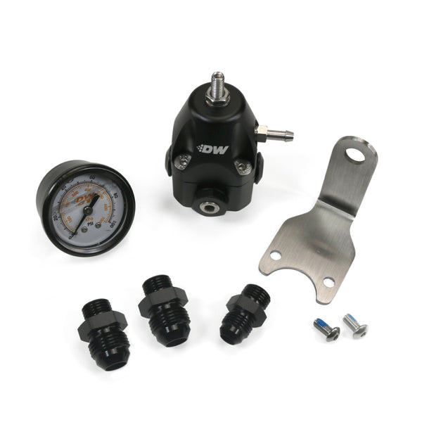 DeatschWerks DWR1000C AFPR + Pressure Gauge + 6AN & 8AN fittings - Anodized Black - Bull Strap
