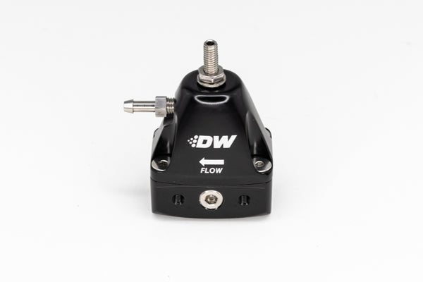 DeatschWerks DWR1000iL In-Line Adjustable Fuel Pressure Regulator - Black - Bull Strap