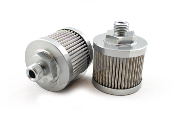 DeatschWerks Stainless Steel 6AN 100 Micron Universal Fuel Pump Pre-Filter - Bull Strap