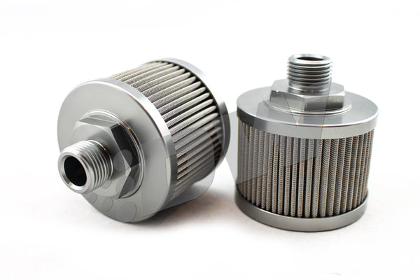 DeatschWerks Stainless Steel 8AN 100 Micron Universal Fuel Pump Pre-Filter - Bull Strap