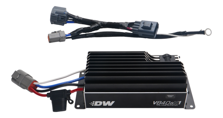 DeatschWerks VB40AX1 Voltage Booster with Plug-N-Play Harness for 10-25 Ford Mustang - Bull Strap