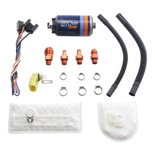 Deatschwerks DW810 Brushless Series 810lph In-Tank Brushless Fuel Pump w/ 9-1002 Install kit - Bull Strap