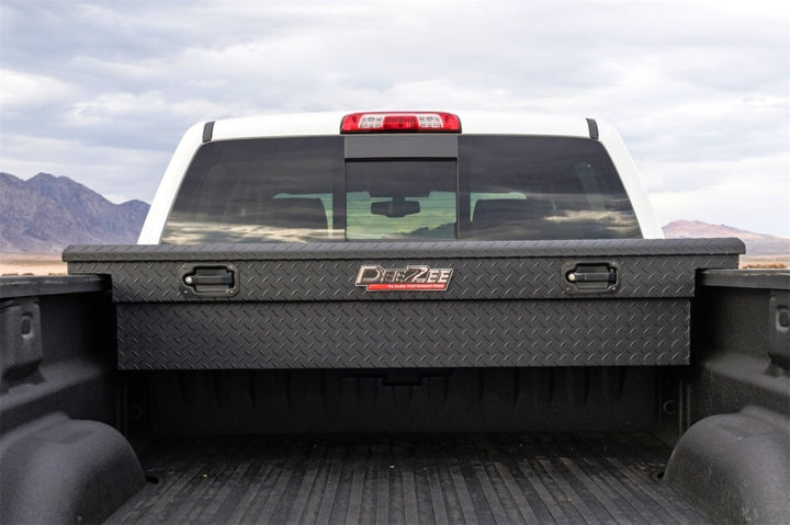 Deezee Universal Tool Box - Red Crossover - Single Lid Black BT Pull Handle (Low/Txt Blk) - Bull Strap