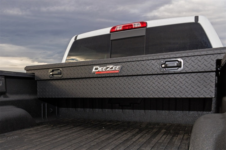Deezee Universal Tool Box - Red Crossover - Single Lid Black BT Pull Handle (Low/Txt Blk) - Bull Strap