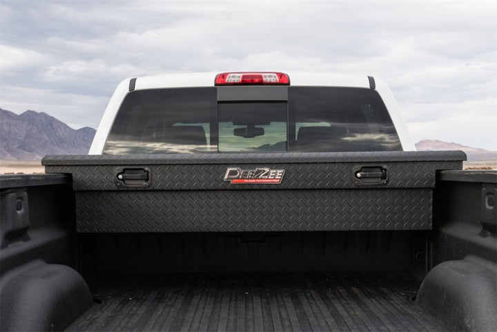 Deezee Universal Tool Box - Red Crossover - Single Lid Black BT Pull Handle (Low/Txt Blk) - Bull Strap