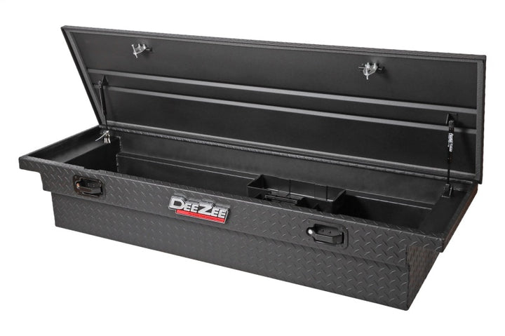 Deezee Universal Tool Box - Red Crossover - Single Lid Black BT Pull Handle (Low/Txt Blk) - Bull Strap