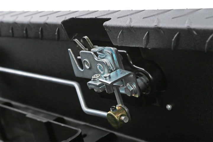 Deezee Universal Tool Box - Red Crossover - Single Lid Black BT Pull Handle (Low/Txt Blk) - Bull Strap