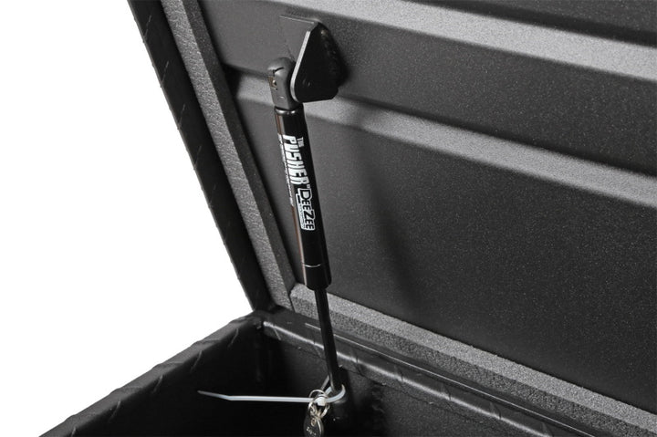 Deezee Universal Tool Box - Red Crossover - Single Lid Black BT Pull Handle (Low/Txt Blk) - Bull Strap