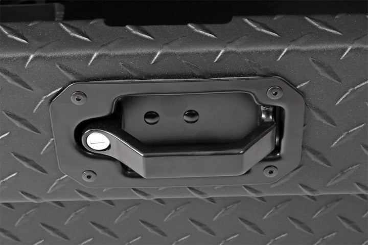 Deezee Universal Tool Box - Red Crossover - Single Lid Black BT Pull Handle (Low/Txt Blk) - Bull Strap