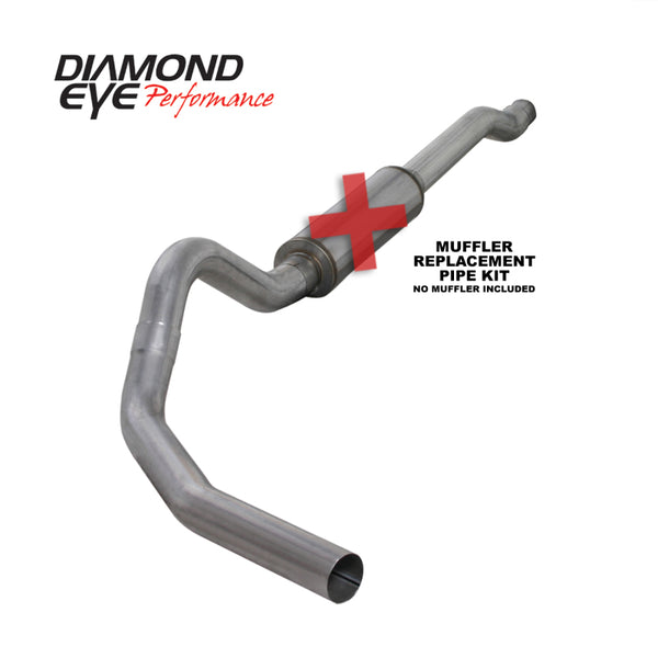 Diamond Eye KIT 4in CB MFLR RPLCMENT PIPE SGL AL: 03-07 FORD 6.0L F250/F350 (Extended Cab Only) - Bull Strap