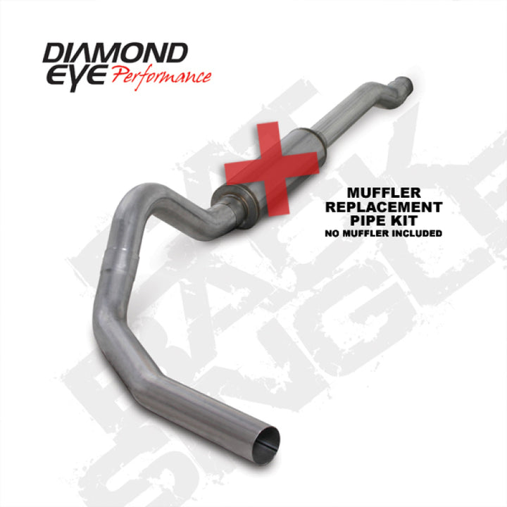 Diamond Eye KIT 4in CB MFLR RPLCMENT PIPE SGL AL: 03-07 FORD 6.0L F250/F350 (Extended Cab Only) - Bull Strap