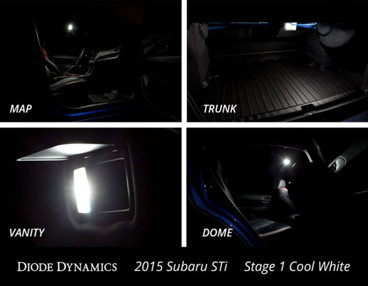 Diode Dynamics 15-19 Subaru WRX Interior Light Kit Stage 2 - Cool - White - Bull Strap