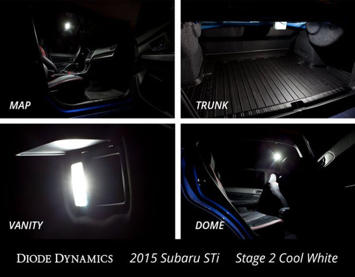 Diode Dynamics 15-19 Subaru WRX Interior Light Kit Stage 2 - Cool - White - Bull Strap