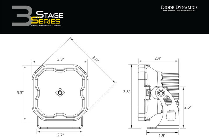 Diode Dynamics 2021 Ford Bronco SS3 LED Ditch Light Kit - Pro White Combo - Bull Strap