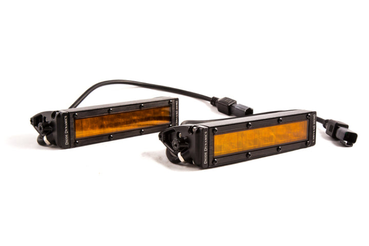 Diode Dynamics 6 In LED Light Bar Single Row Straight SS6 - Amber Wide Light Bar (Pair) - Bull Strap