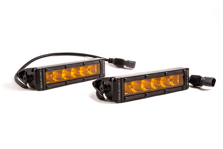 Diode Dynamics 6 In LED Light Bar Single Row Straight SS6 - Amber Wide Light Bar (Pair) - Bull Strap