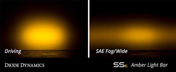 Diode Dynamics 6 In LED Light Bar Single Row Straight SS6 - Amber Wide Light Bar (Pair) - Bull Strap