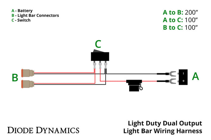 Diode Dynamics Light Duty Dual Output Light Bar Wiring Harness - Bull Strap