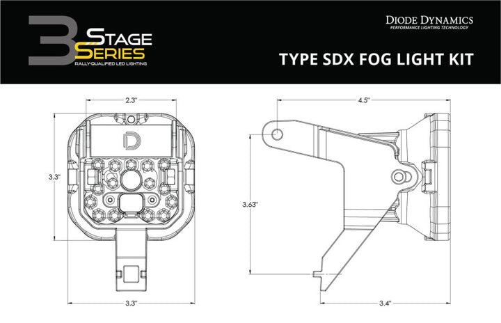 Diode Dynamics SS3 Pro Type SDX Kit ABL - Yellow SAE Fog - Bull Strap