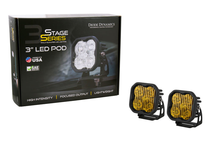 Diode Dynamics SS3 Sport ABL - Yellow SAE Fog Standard (Pair) - Bull Strap