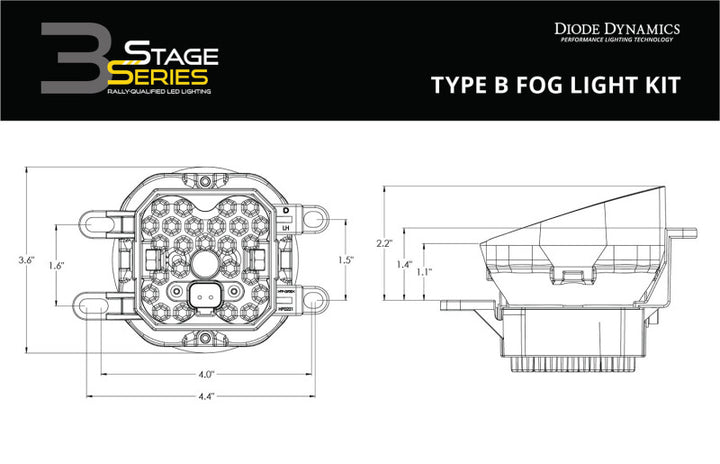 Diode Dynamics SS3 Sport Type B Kit ABL - Yellow SAE Fog - Bull Strap