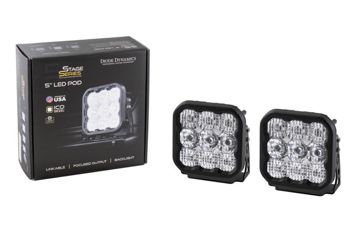 Diode Dynamics SS5 LED Pod Sport - White Combo (Pair) - Bull Strap