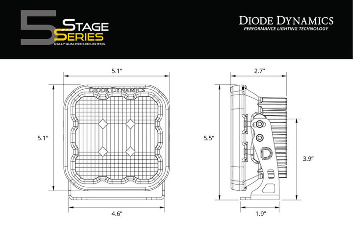 Diode Dynamics SS5 LED Pod Sport - Yellow Combo (Pair) - Bull Strap