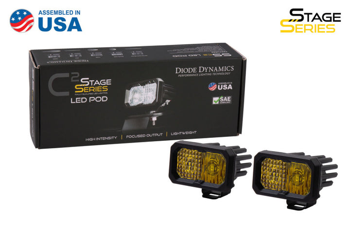 Diode Dynamics Stage Series 2 In LED Pod Pro - Yellow Fog Standard ABL (Pair) - Bull Strap