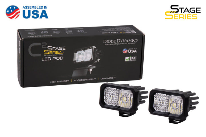 Diode Dynamics Stage Series 2 In LED Pod Sport - White Driving Standard ABL (Pair) - Bull Strap