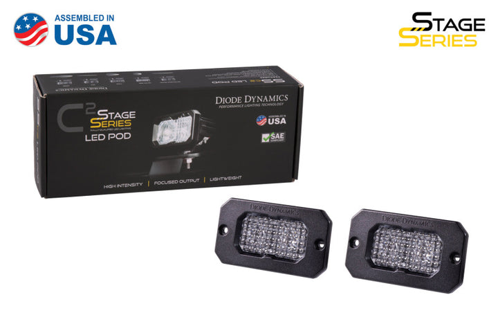 Diode Dynamics Stage Series 2 In LED Pod Sport - White Flood Flush RBL (Pair) - Bull Strap