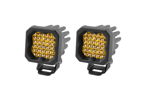 Diode Dynamics Stage Series C1 LED Pod Pro - Yellow Flood Standard ABL (Pair) - Bull Strap
