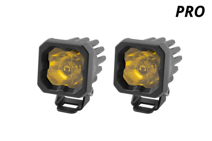 Diode Dynamics Stage Series C1 LED Pod Pro - Yellow Flood Standard ABL (Pair) - Bull Strap