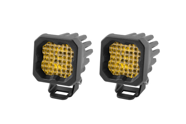 Diode Dynamics Stage Series C1 LED Pod Sport - Yellow Wide Standard ABL (Pair) - Bull Strap