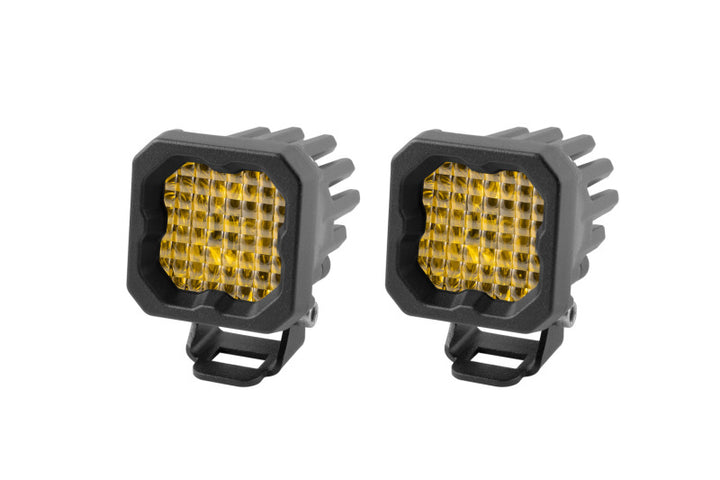 Diode Dynamics Stage Series C1 LED Pod Sport - Yellow Wide Standard ABL (Pair) - Bull Strap