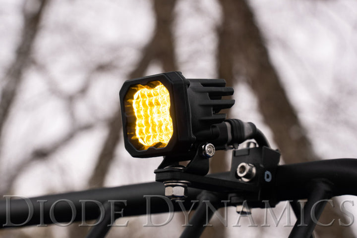 Diode Dynamics Stage Series C1 LED Pod Sport - Yellow Wide Standard ABL (Pair) - Bull Strap