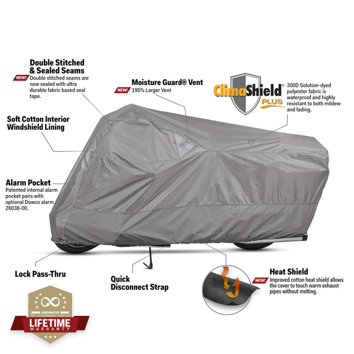 Dowco WeatherAll Plus Motorcycle Cover Gray - Large - Bull Strap