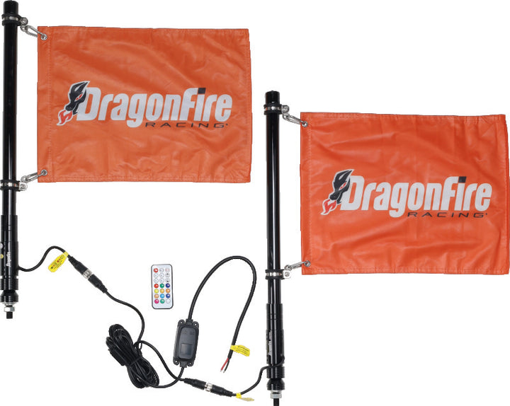 DragonFire Racing 2Ft Spiral Led Whip - Black - Bull Strap