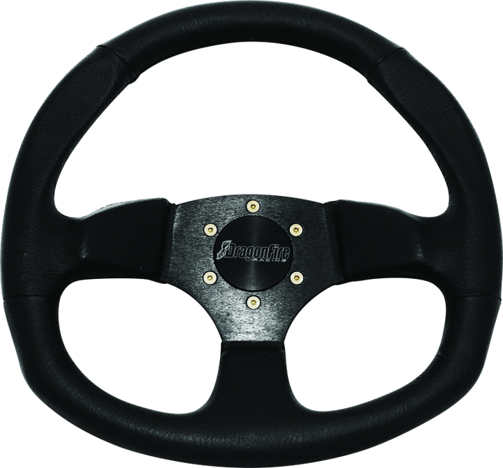 DragonFire Racing Steering Wheels - D-Shaped- Vinyl- Black- 0in offset - Bull Strap